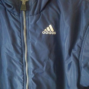 ADIDAS Reversible Jacket Blue/Grey Hooded sz M